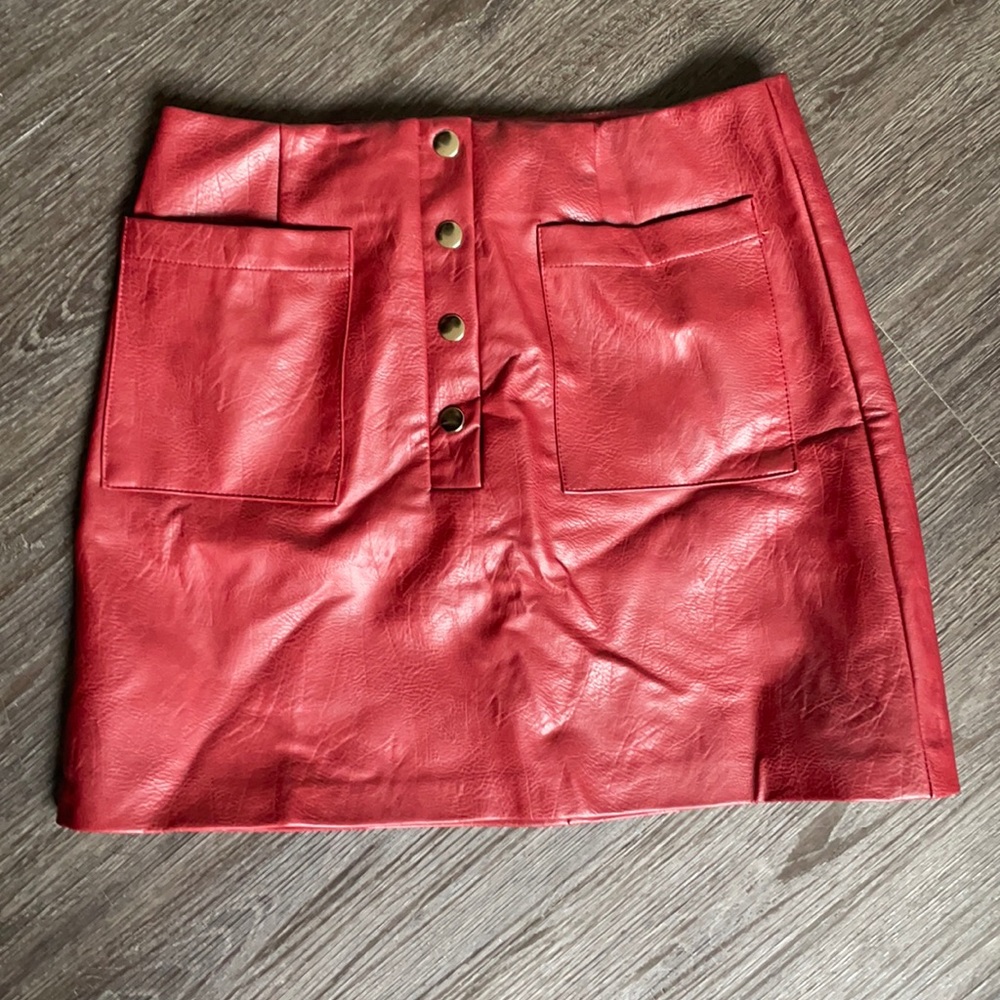 Forever 21 burgundy faux leather mini skirt